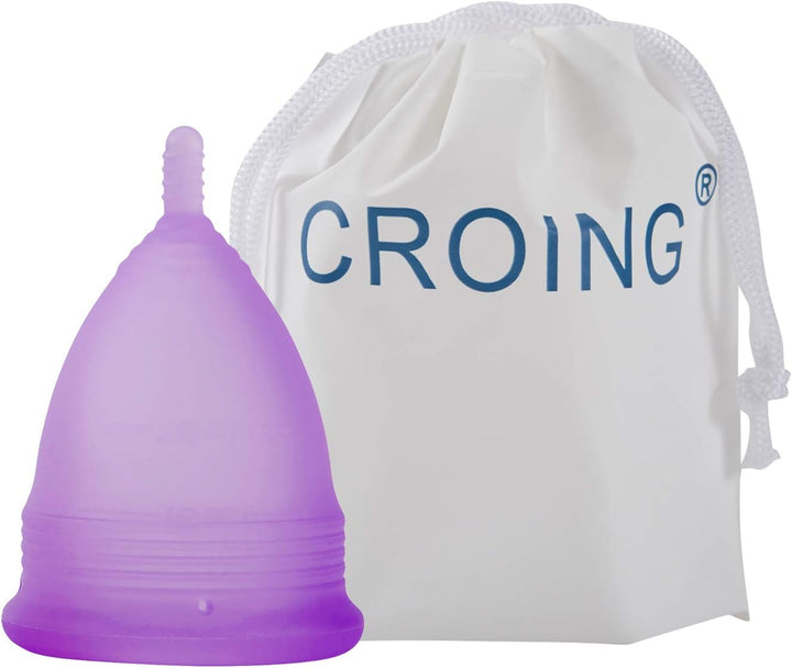 Reusable 2 Pcs Menstrual Cups with 1 Pc Silicone Cup and 1 Pc Storage Bag, Period Cup