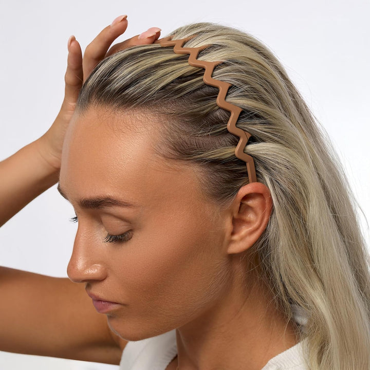 Neutral Zig Zag Headbands – 3 Pack | Stylish Wavy Hair Bands for Women & Girls | Comfortable, Non-Slip, Everyday Hair Accessories