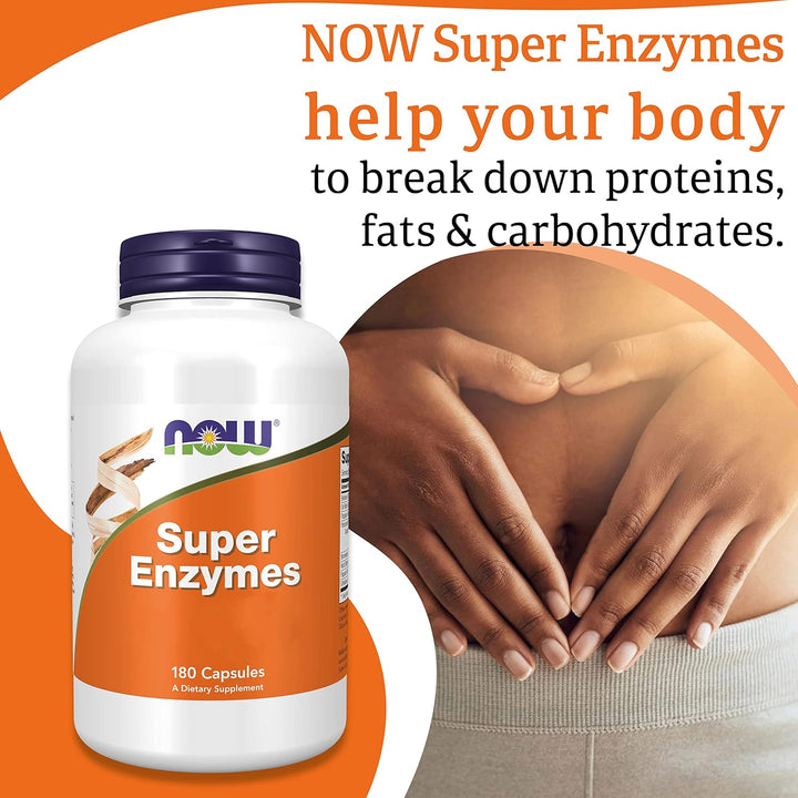 Foods, Super Enzymes, 180 Capsules, Lab-Tested, Enzyme Blend, Gluten Free, Soy Free