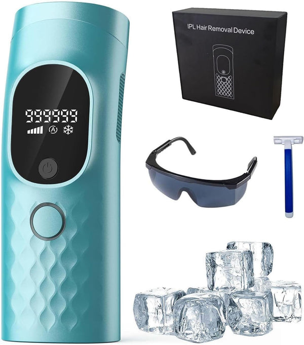 IPL Hair Removal Device, Laser Hair Removal Device 3-In-1,5 Energy Levels, 999,999 Flashes, 2 Control Modes, IPL Laser Hair Remover for Women Body Facial Bikini Line Arm Leg, Home Use (Sky Blue)