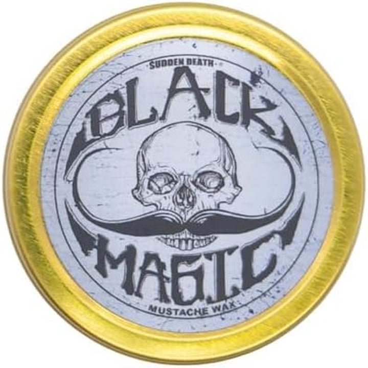 Black Magic Sudden Death Mustache Wax | Hide Grey Hair | Strong Hold | 1 Oz Tin | No Heat Source Required | Unscented