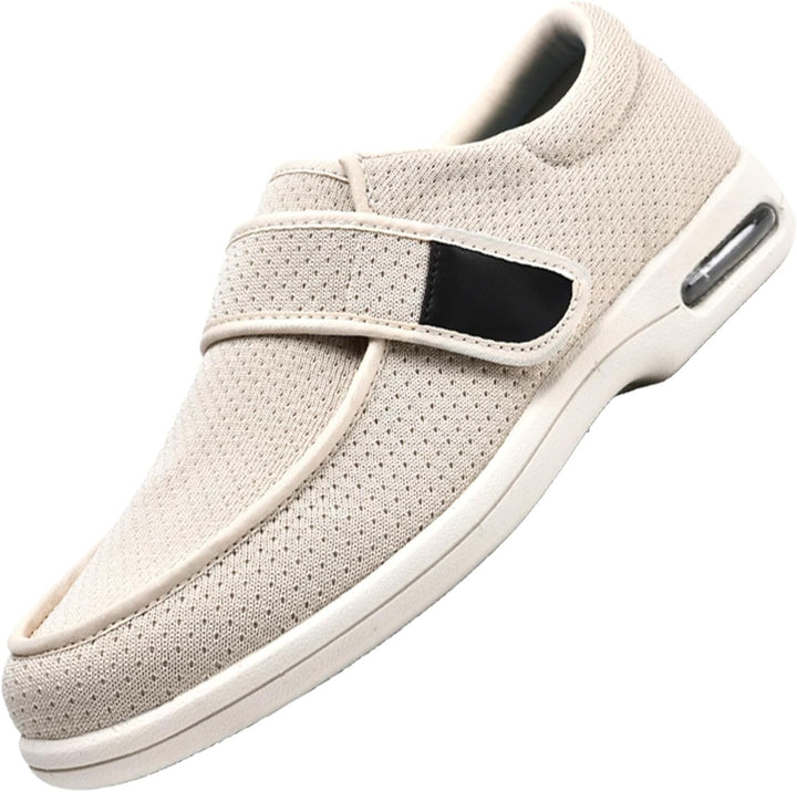 Extra Wide Fit Diabetic Shoes,Close Wide-Fitting Touch Bar-Strap Slippers Adjustable Hook and Loop Comfy Swollen Feet Shoe,