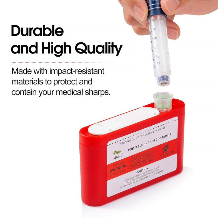 Small Portable Sharps Container for Insulin Needle Disposal | 3 Pack Travel-Friendly Sharps Box for Diabetics and Medical Sharps (3)