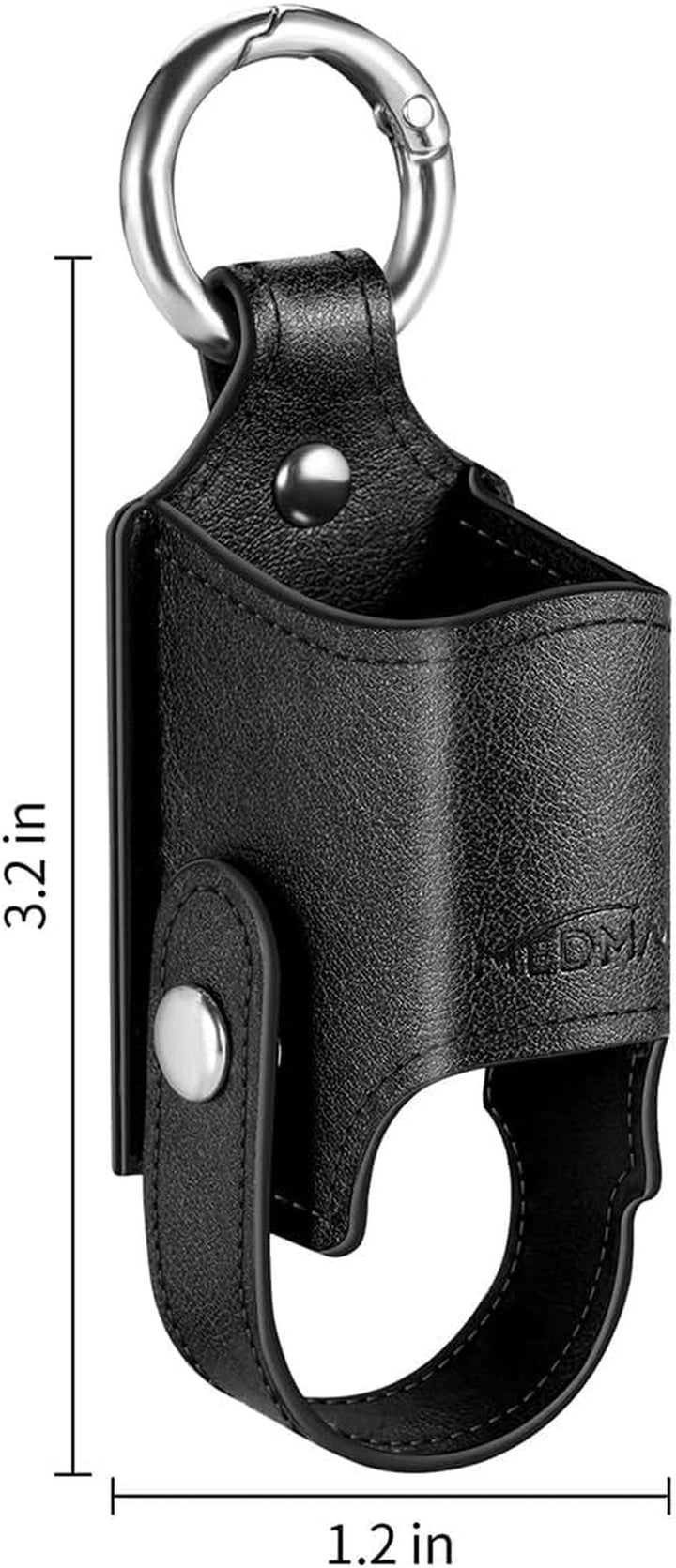 Asthma Inhaler Holder PU Leather Protective Travel Mini Holster - Lightweight Carrying Case with Carabiner Clip (Black) - Compact and Stylish Inhaler Protecto