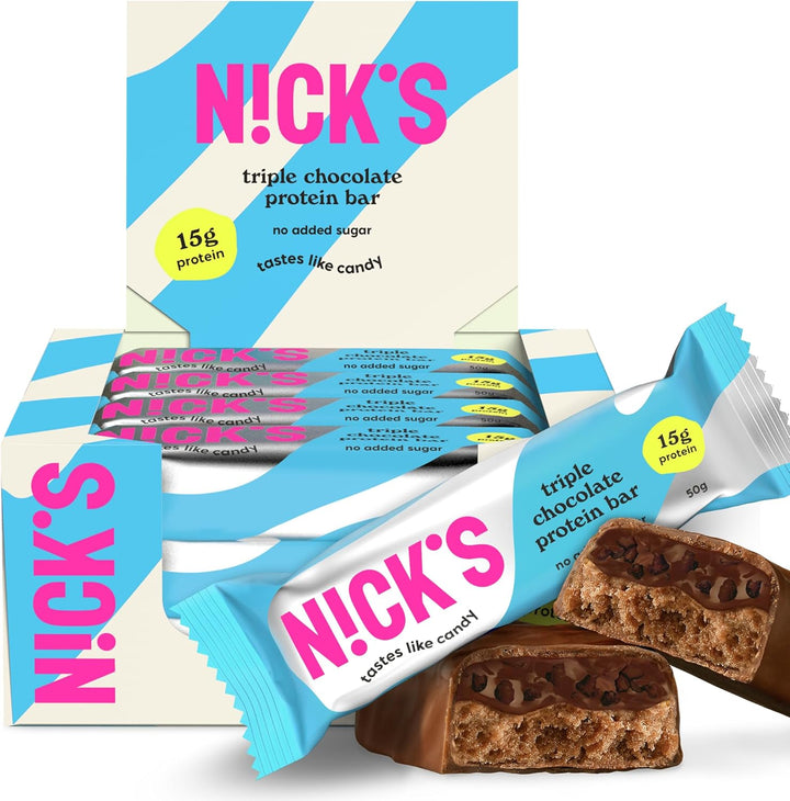 NICKS Protein Bar Mix Box, Keto Snack Bars 4G Net Carbs, 15G Protein, 5G Collagen No Added Sugar Gluten Free Low Carb Snacks (9X50G)