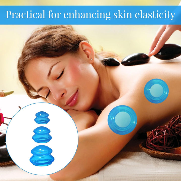 Cupping Therapy Set,3Pcs Anti-Cellulite Massage Cups for Muscle & Joint Pain Relief,Silicone Cupping Cup,Portable Acupoint Cupping Kit (Blue)