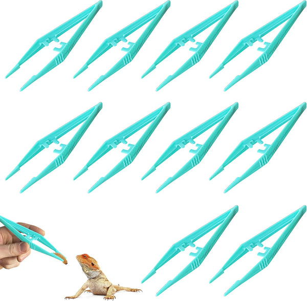 10Pcs Reusable Plastic Tweezers for Kids Portable Medical Tweezers Comfort Grip First Aid Tweezer Serrated Tips for Kids DIY Arts Crafts Health Beauty Professional Use (10.5Cm, Green)