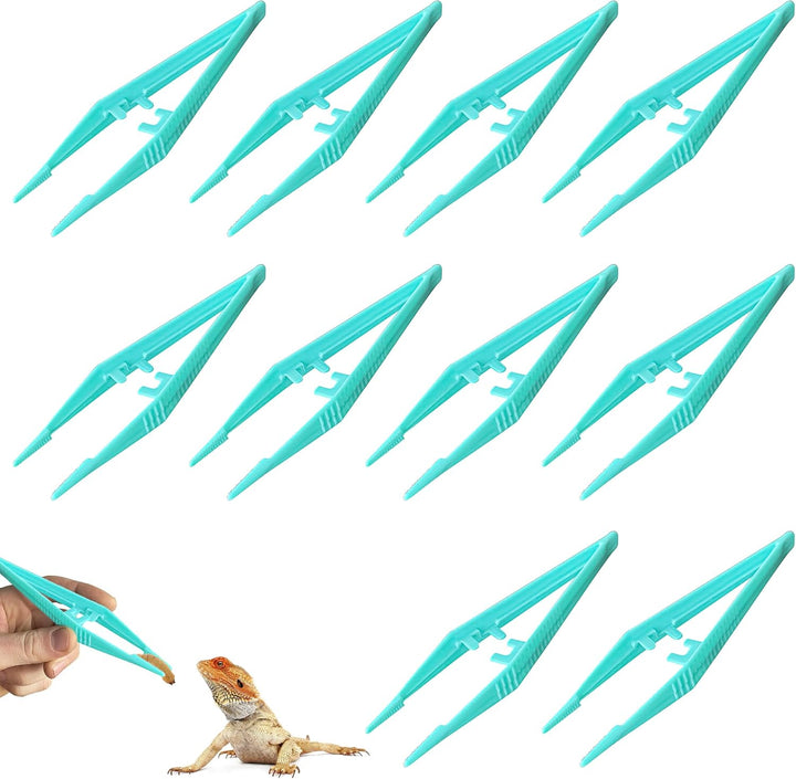 10Pcs Reusable Plastic Tweezers for Kids Portable Medical Tweezers Comfort Grip First Aid Tweezer Serrated Tips for Kids DIY Arts Crafts Health Beauty Professional Use (10.5Cm, Green)