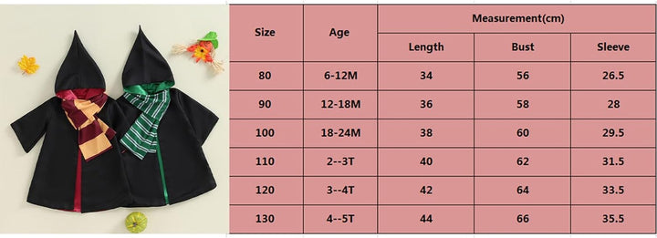 Kids Toddler Baby Girl Boy Wizard Costume Long Sleeve Hooded Robe Infant Halloween Outfits