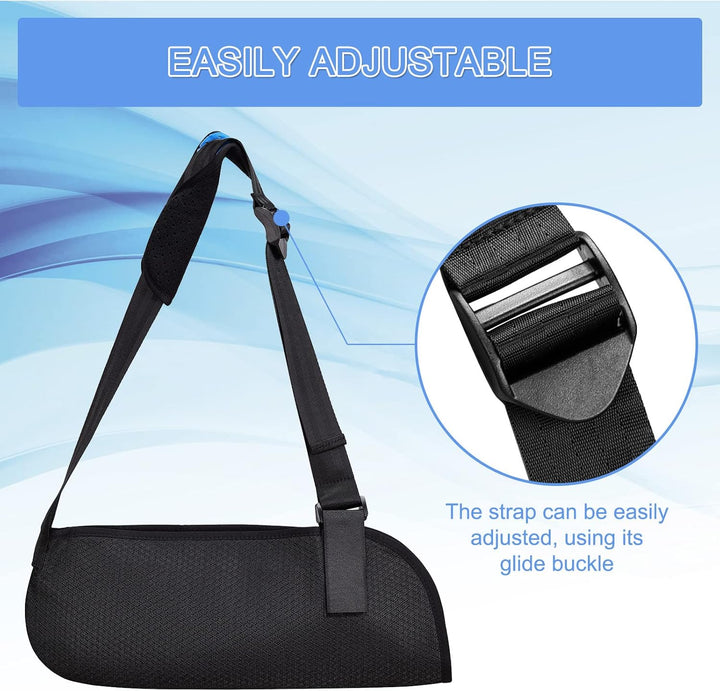 Universal Arm Sling, Shoulder Immobilizer with a Foam Neck Pad for Women, Men, Teenager, Adjustable Arm Support Strap for Broken Wrist, Elbow, Dislocated Shoulder - M