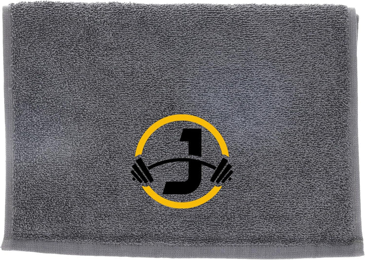 Gym Towel with Monogrammed Embroidery Initial Gift for Men & Women, Training Accessory Gift, Gym Towel Present for Weight Lifting Birthday, Retirement, Christmas - Black, J