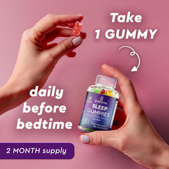 Sleeping Aid for Adults – 70 Extra Strong Natural Sleep Gummies with L-Theanine & Magnesium – Herbal Sleep Gummies for Adult Restful Sleep & Relaxation – Night Time Support