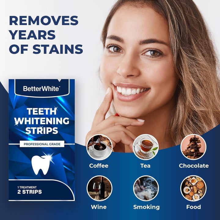 Professional Teeth Whitening Strips 7 Treatments - Enamel Safe - Non-Sensitive Formula - 14 Peroxide-Free Whitening Strips - Dentist Formulated Teeth Whitening Kit
