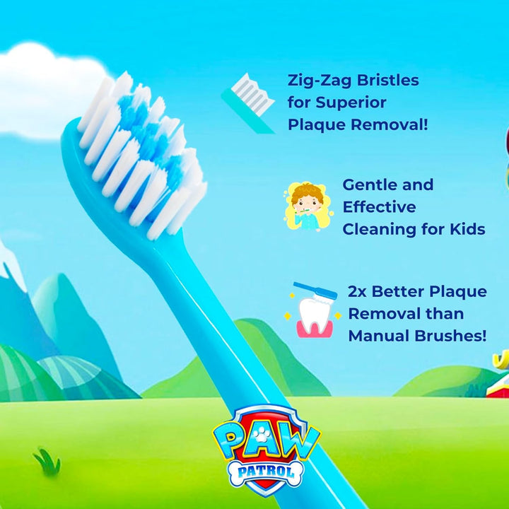 Paw Patrol Battery Powered Electric Toothbrush for Kids – Soft Zig-Zag Bristles, Easy-Grip Handle, Extra Replacement Head & Battery Included | Gentle, Effective, and Fun Oral Care for Children Ages 3+