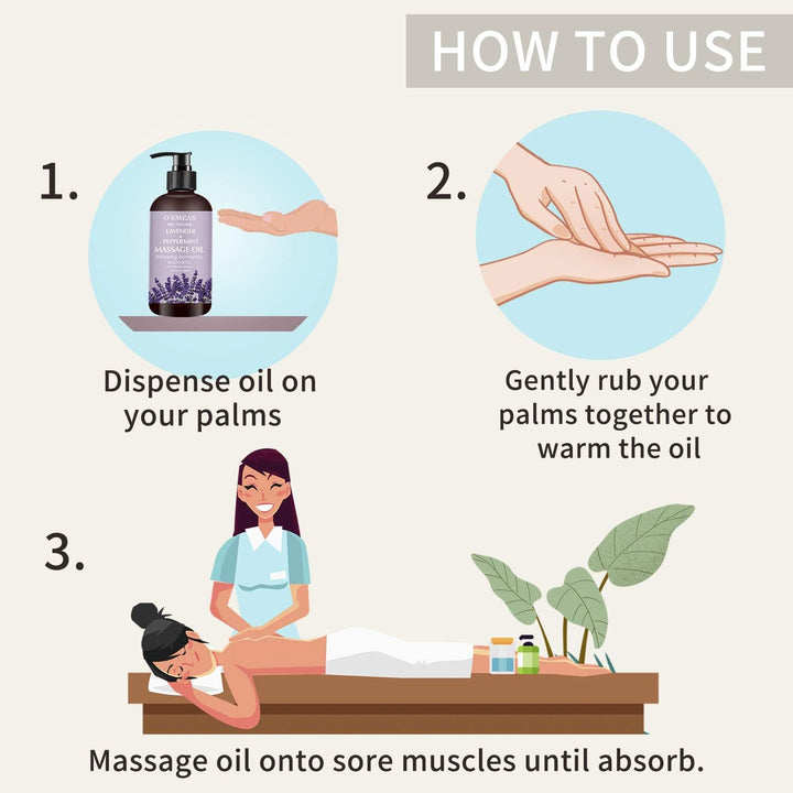 Massage Oil for Relaxing Lavender Massage Oils for Massage Moisturizing Body Oil for Men and Women 10.2 Fl.Oz