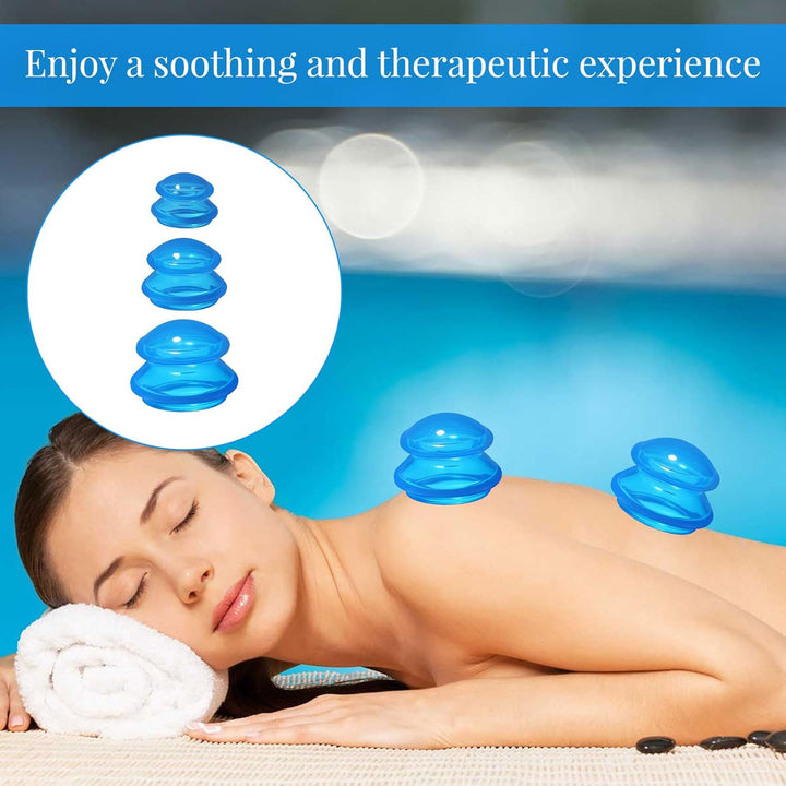 Cupping Therapy Set,3Pcs Anti-Cellulite Massage Cups for Muscle & Joint Pain Relief,Silicone Cupping Cup,Portable Acupoint Cupping Kit (Blue)