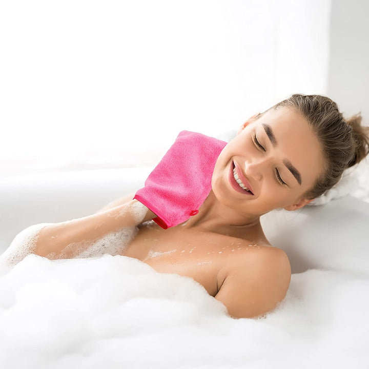 10 Pack Microfiber Body Wash Mitts, Flannel Soft Face Mitten, Bath Spa Cloth, Reusable Makeup Remover Mitt Gloves, European Style Wash Cloth,15 * 21Cm, 5 Colors