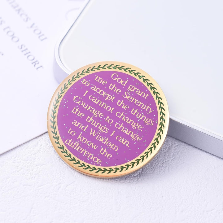 One Year Sobriety Coin AA Chips and Medallions Sobriety Coin for Women Tree of Life Recovery Coins Anniversary Token Sobriety Gifts Alcoholics Anonymous Gift - to Thine Own Self Be True