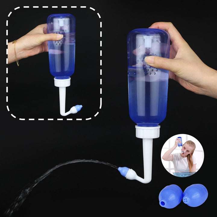 Neti Pot,Sinus Rinse Kit + 40Packets Nasal Salt+ Moisturizing Nasal Sprayer- Neti Pot Sinus Rinse -Sinus Rinse-300Ml Nasal Rinse Kit with Sinus Rinse Sachets Travel Bag for Adult Kids