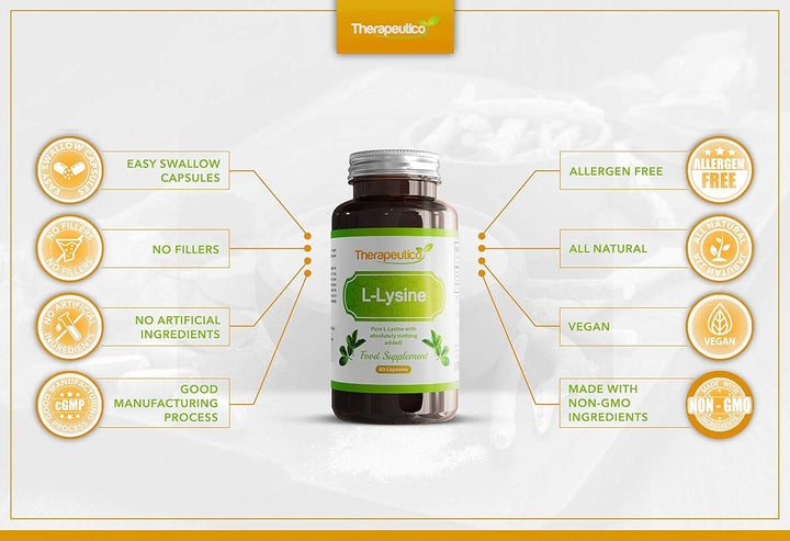 L-Lysine Capsules | Split Dose | 1000Mg Serving | Easy Swallow Capsules | 60 Vegan Capsules | UK Made | No Binders, Fillers, Additives