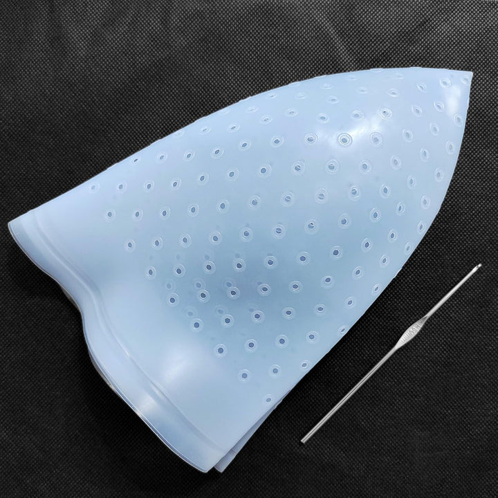 9 Pcs Highlighting Cap Kit Pre Holed Highlighting Cap Holes Opened Highlights Cap Hair Dye Cap Silicone Streaking Cap Frosting Cap with Disposable Professional Hair Colouring Dye Tools Kit