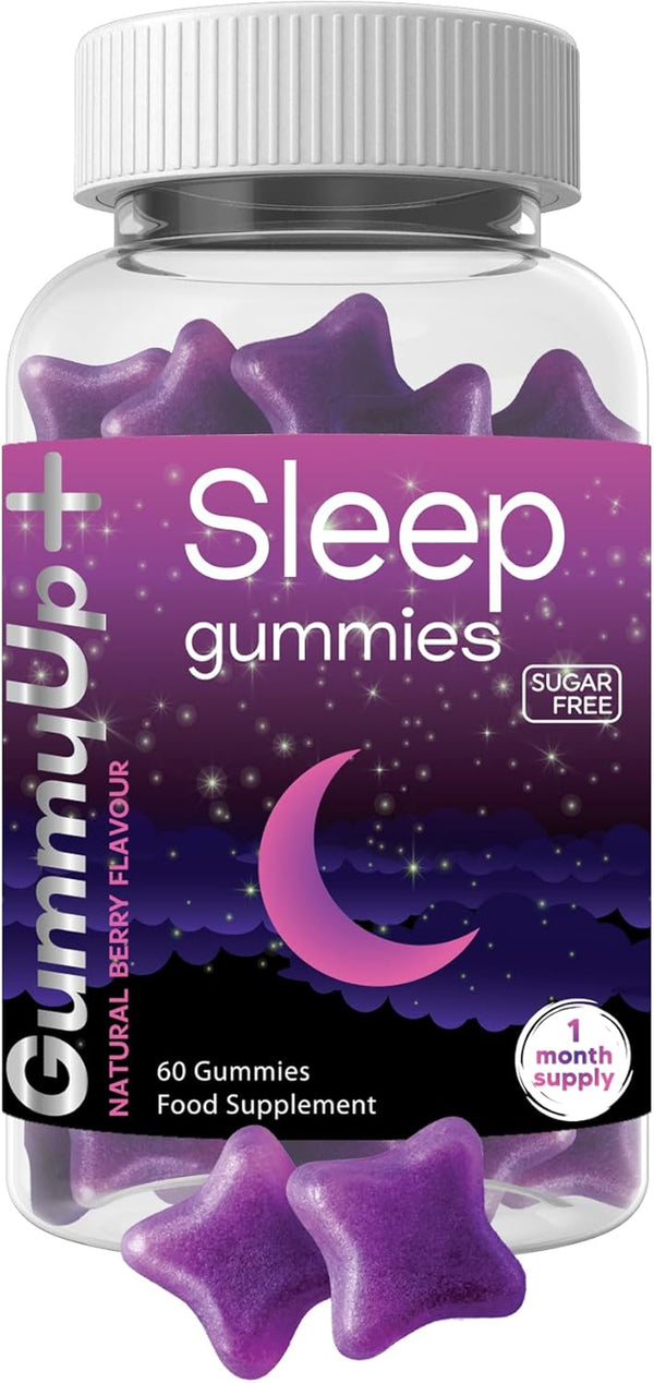 Sugar Free Sleep Gummies X 60 | High Strength Natural Sources Fast Absorbing | Vegan Friendly | Gluten-Free | Chewable Berry Flavour |
