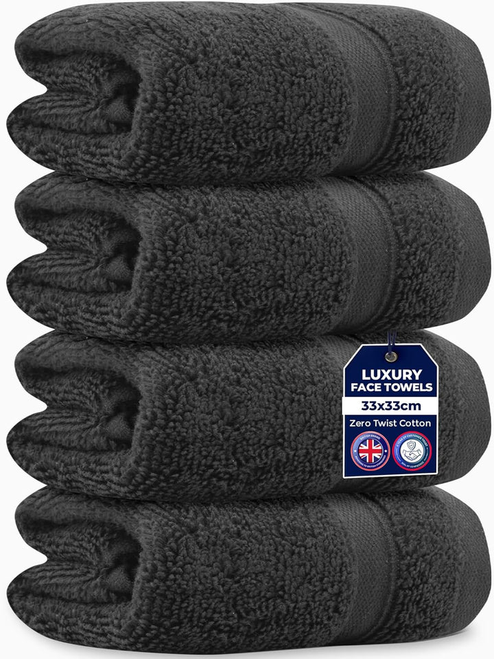 4 Packs Zero Twist Face Cloths 33X33Cm - 100% Cotton Washcloths Absorbent & Super Soft Hotel Quality Towels | Oeko-Tex Certified (4, Plum Purple)