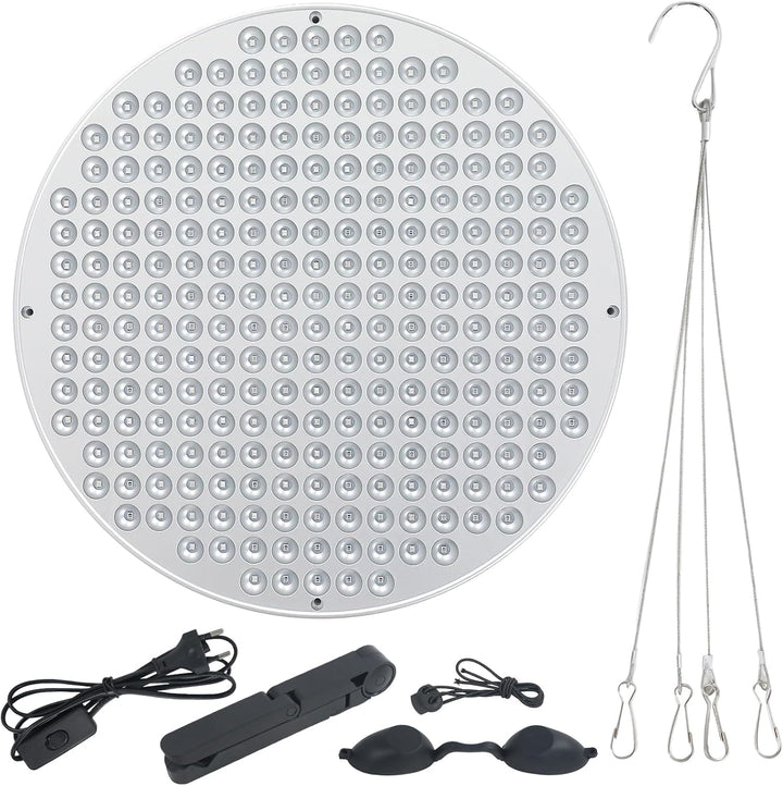 Tanning Lamp for Home, 50W Tanning Lamp Solarium with 250 Leds 460NM for Face and Body, Full Blue Skin Tanning Light with Desk Stand & Hanging Ring (Silver)