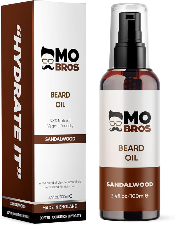 Beard Oil | Sandalwood | Large 100Ml | Softens, Hydrate & Conditions Facial Hair | Promotes Growth, Reduces Dryness & Itching | Natural Premium Ingredients Argan, Jojoba, Sweet Almond & Grapeseed Oil