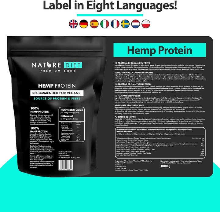 - Hemp Protein 1000G , Vegan , Protein Powder , Plant-Based