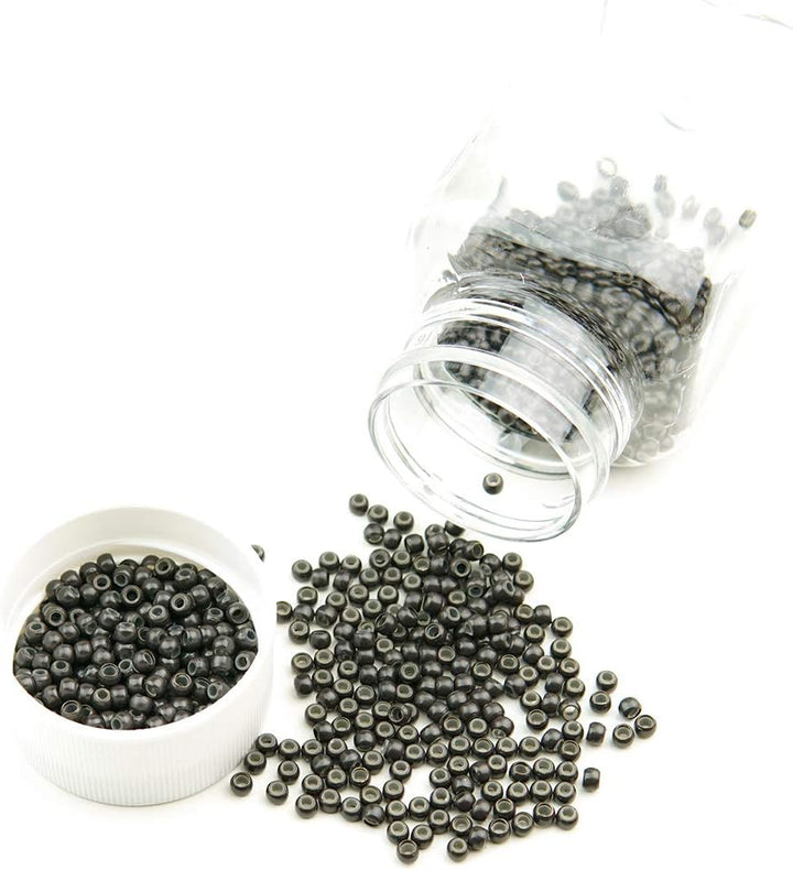 1000 Nano Rings - 3Mm Silicone Lined Hair Extension Beads - Dark Brown