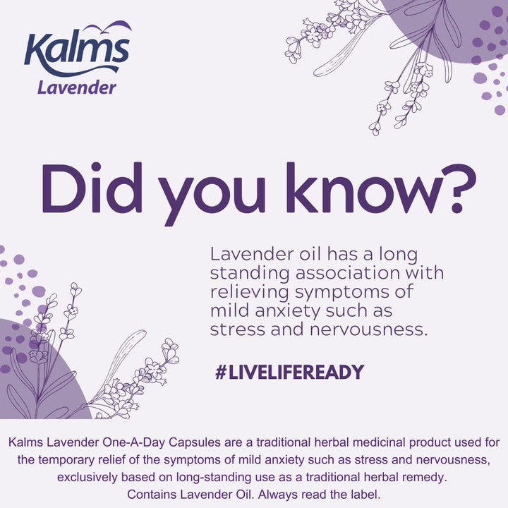 Lavender - One-A-Day - 14 Capsules - a Traditional Herbal Medicinal Product Used for the Temporary Relief of the Symptoms of Mild Anxiety Such as Stress and Nervousness