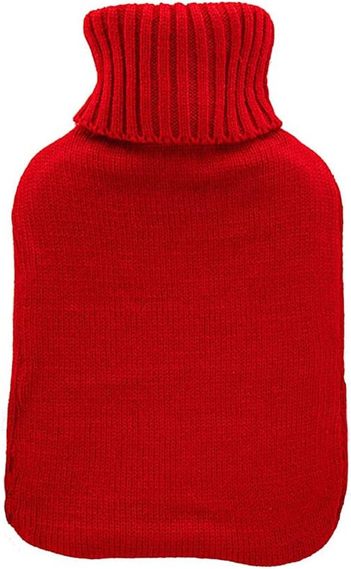 Red Knitted Hot Water Bottle Cover – Gifts for Men Women & Kids – Pain Relief Pad & Warmer for the Cold - Warm Body Back Neck Feet Hands – Fits 2 Litre Bottles Cover ONLY (Bag Not Included)…