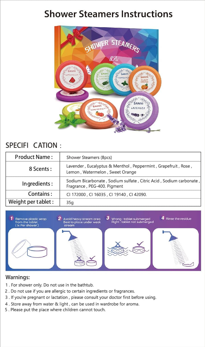 Birthday Gifts for Women:  8 Pcs Shower Steamers Aromatherapy Bath Bombs SPA Self Care, Small Relaxation Thank You Gifts for Women Men Mum, Christmas Stocking Fillers Stuffers for Teen Girls