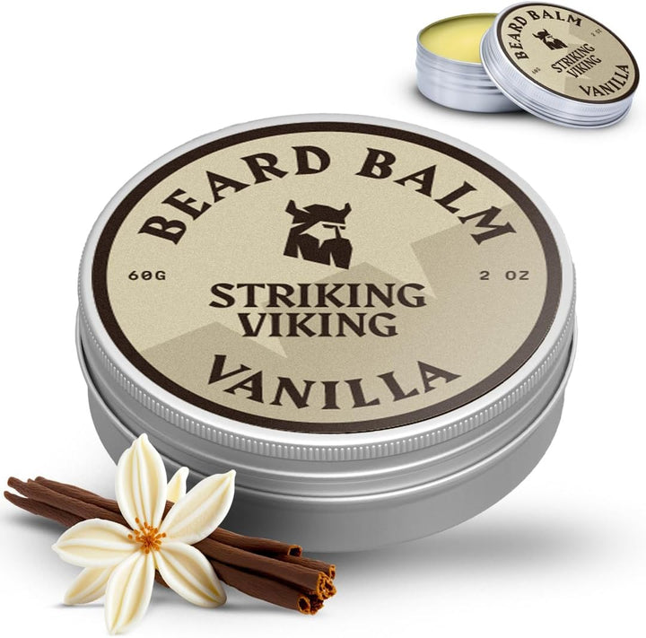 Beard Balm for Men - 60 G, Light Hold, Vanilla Scent - Leave-In Beard Conditioner with Shea Butter & Tea Tree Oil - Softener for Hydration & Styling