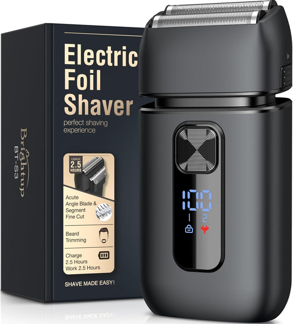 Foil Shaver, Electric Razor for Men, Upgraded Electric Shaver with Pop up Trimmer, USB-C Rechargeable, Waterproof, Cordless, Double Floating Blade for Close Shaving, Black