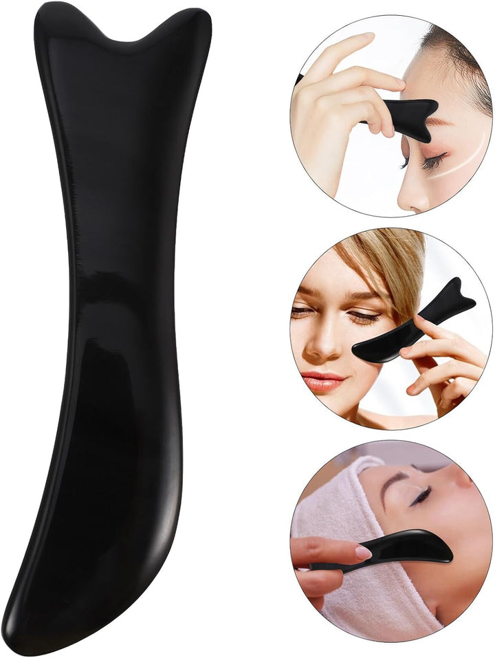 Buffalo Horn Gua Sha Plate Facial Scraping Board for Face and Eye Massage Natural Beauty Tool and Complexion Compact and Wear-Resistant for Self-Care and Use