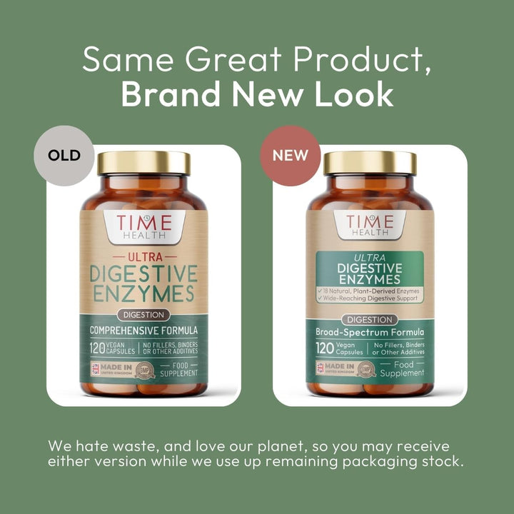 Ultra Digestive Enzymes Complex – Natural & Comprehensive 18 Enzyme Formula – for Bloating Relief, Regular Movements and Overall Digestion – 120 Capsules – UK Made – Zero Additives