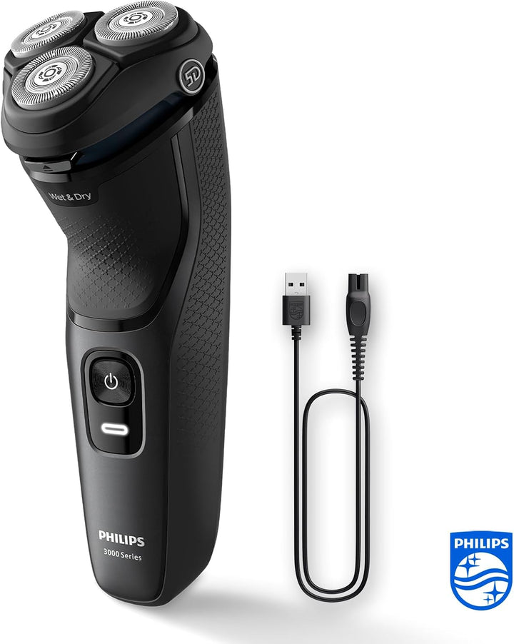 Electric Shaver 3000 Series - Wet & Dry Electric Shaver for Men with Skinprotect Technology in Dark Moon, Pop-Up Beard Trimmer, Cordless Shaver (Model S3145/00)