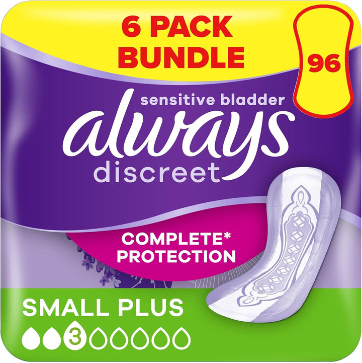 Incontinence Pads Women, Normal, Absorbency 3 or 4, 96 Sanitary Towels (24 X 4 Packs), Complete Protection for Bladder Weakness Pads Women, Odour Neutraliser