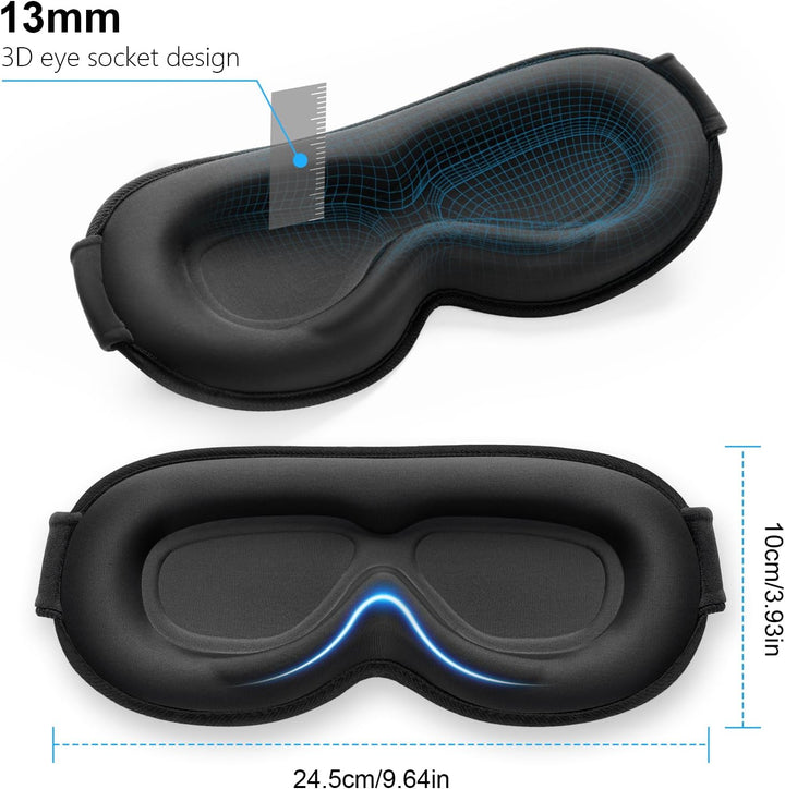 100% Blackout Sleep Masks for Women & Men - Zero Pressure Sleeping Eye Mask- Ergonomic Design 3D Cutout Eye Movement Friendly, Ultra Soft & Comfortable for Nap/Travel