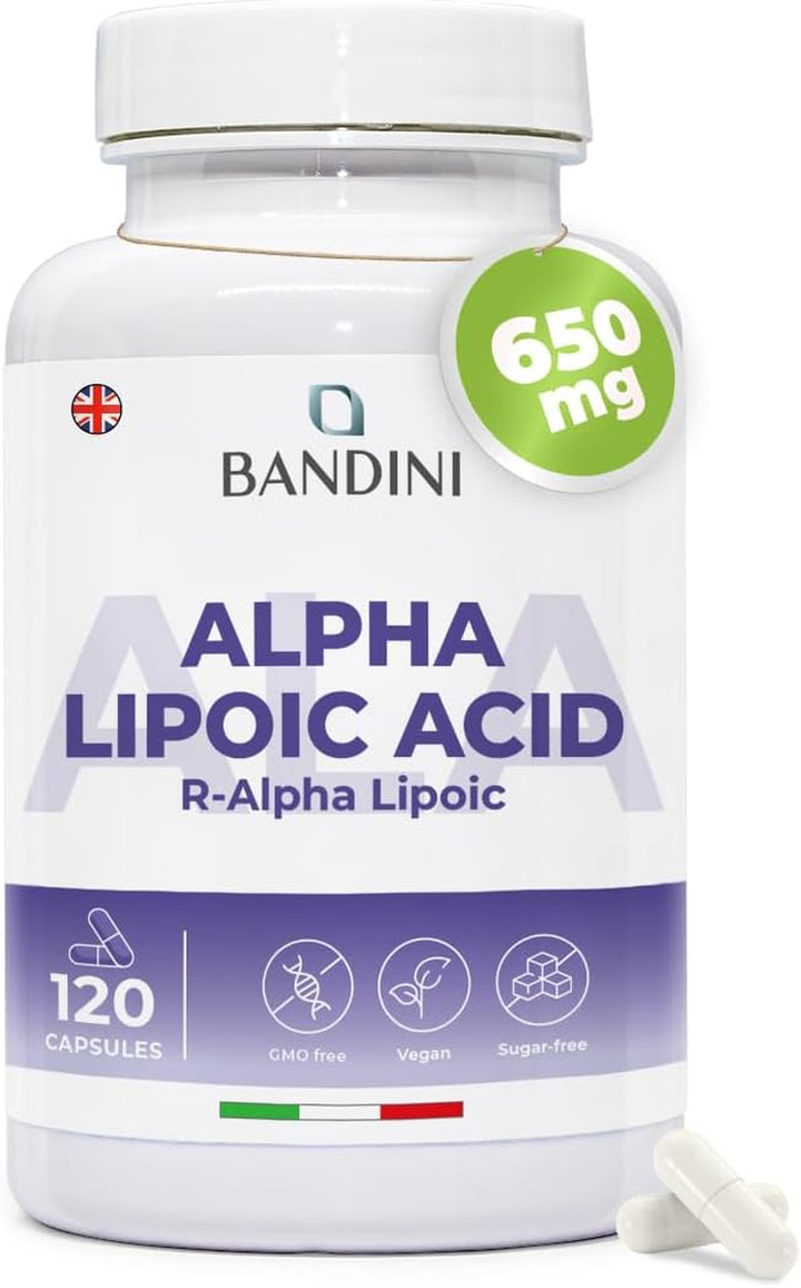 ® Alpha Lipoic Acid 650Mg | 120 High Strength ALA Vegan Capsules | 4 Month Supply | Alpha-Lipoic Acid Powerful Antioxidant | Maximum Absorption Aminoacid Supplement | No Synthetic Binders