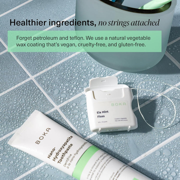 Ela Mint Woven Dental Floss, Made from Natural Vegetable Wax, Teflon-Free, 27 Meters of Waxed Floss (Pack of 1)