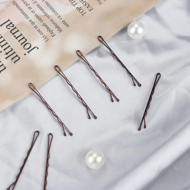 150 Pieces Bobby Pins, Hair Clips Hair Grips Kirby Grips for Women Hair Styling Pins with Storage Box (Brown)