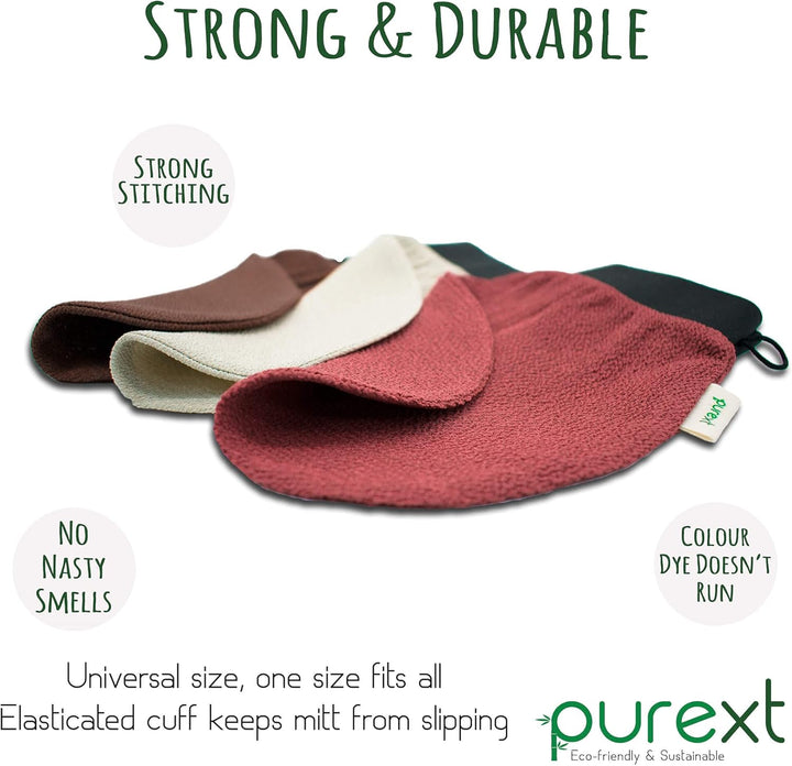 3 Exfoliating Gloves - Kessa Hammam Body Scrubber - Fake Tan Remover Exfoliator Mitts (Mixed)