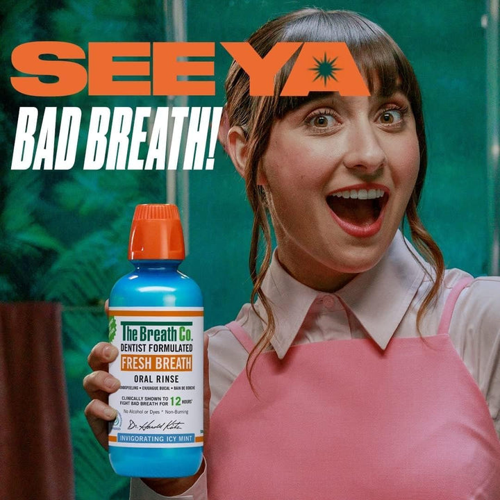 Alcohol Free Mouthwash. Dentist Formulated Oral Rinse for 12 Hours of Fresh Breath, Icy Mint Flavour, 500 Ml