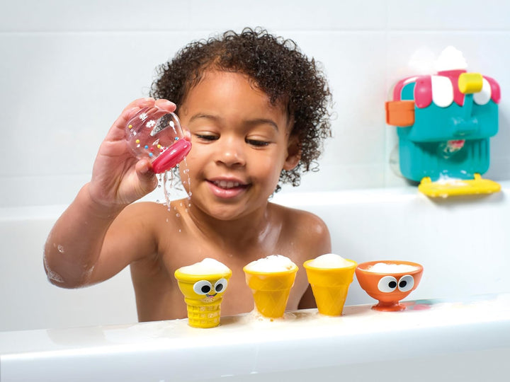 Foam Cone Factory Deluxe - Ice Cream Foam Maker Baby Bath Toys - Wall Mounted Bubble Bath Toys for Kids - Pretend Play Water Toys - Toddler and Baby Sensory Toys - plus 18 Month Old Toys