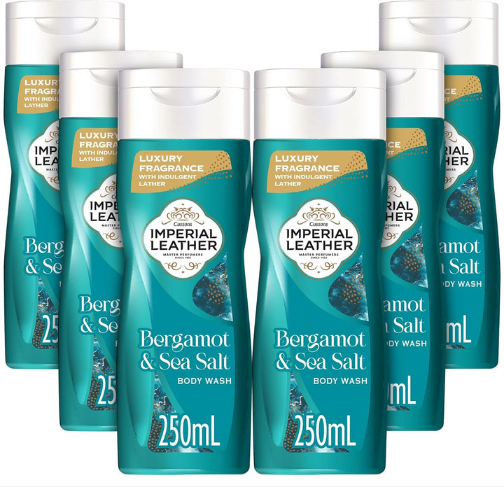 Blue Cypress & Eucalyptus Body Wash Shower Gel, Signature Oil Blend, Creamy Indulgent Lather, Luxury Fragrance, Bulk Buy, Pack of 6 X 250Ml