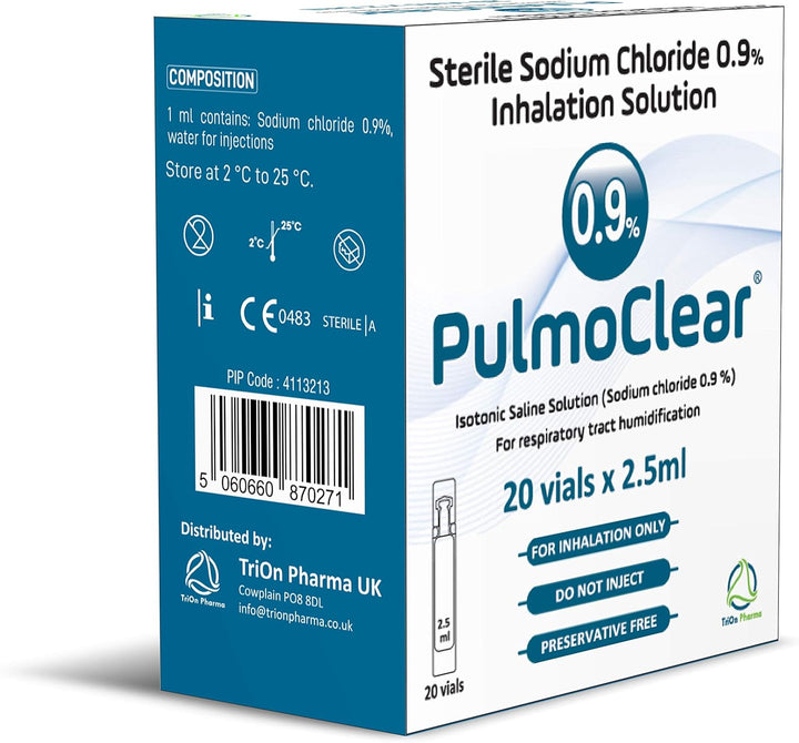 Sterile Isotonic 0.9% Sodium Chloride - Nacl Inhalation Sterile Saline Solution for Airway Humification – 20 X 2.5 Ml Unit Dose Vial, Pharmaceutical Grade