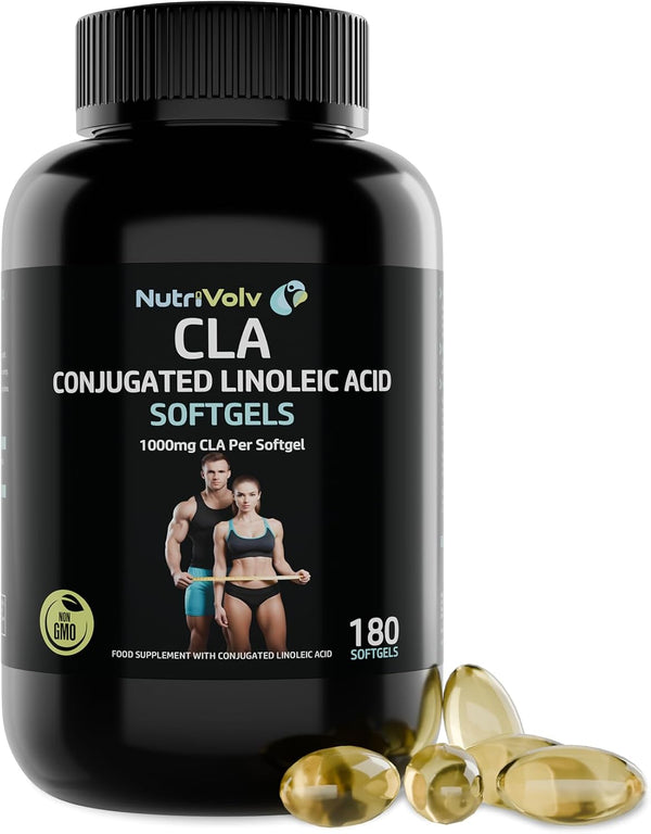 CLA Softgels 1000Mg per Softgel | 180 Softgels | Conjugated Linoleic Acid | Diet and Weight Loss Supplement | Natural Fat Burner | Suitable for Men & Women | by
